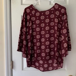 NWT Papermoon Larie Crew Neck Blouse Burgundy